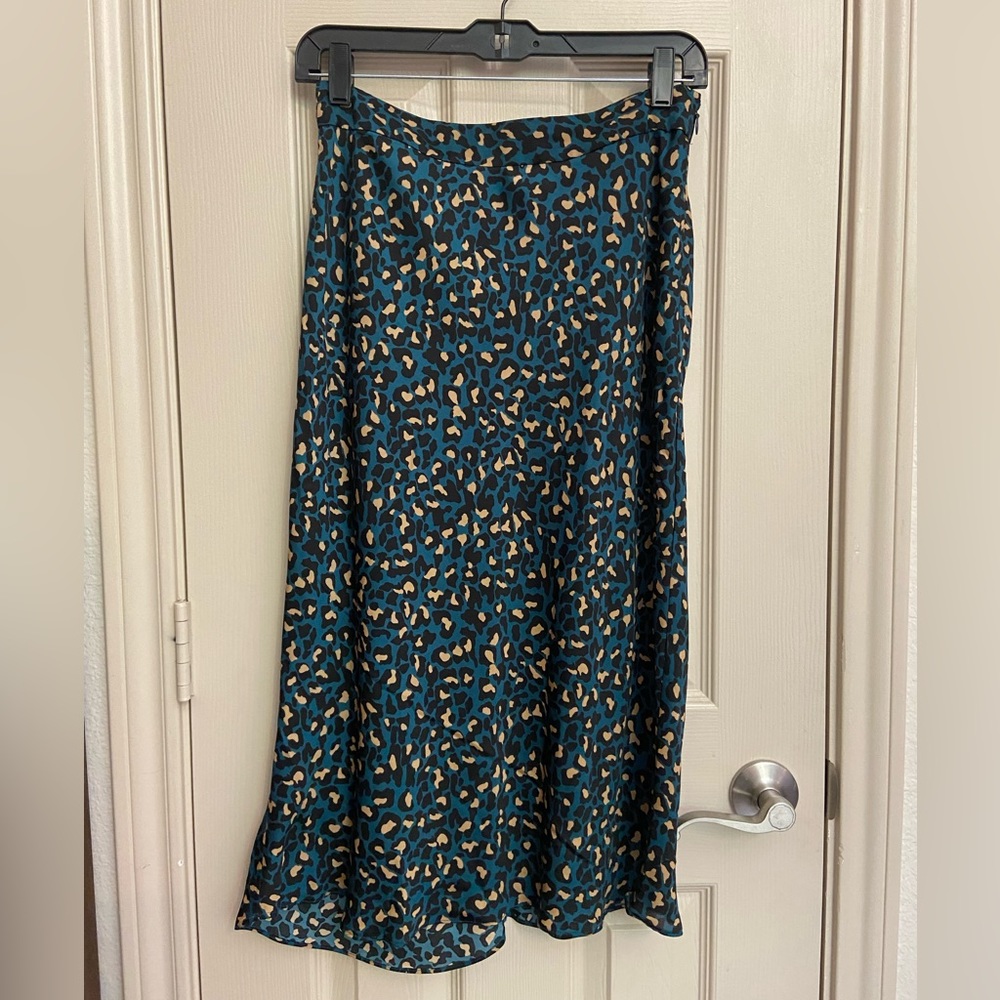 BCBGeneration midi leopard silk skirt
